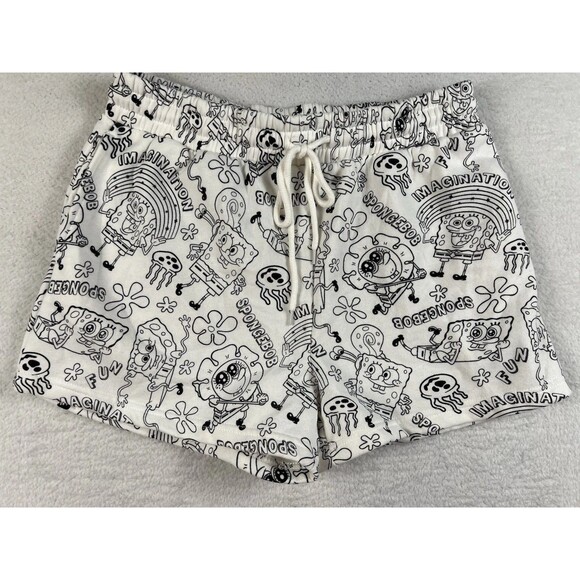 SPONGEBOB Squarepants DIY color Lounge Sleep Sweatpants Shorts White Size L NEW - Picture 1 of 4